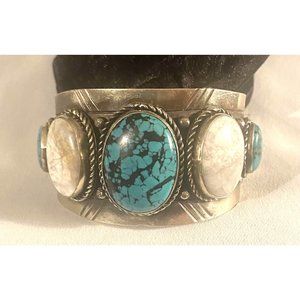 "  PAIGE WALLACE DESIGNS  "     5  STONE,  Nickle Silve And  Turquoise Cuff